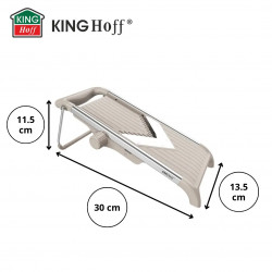 Kinghoff KH 2006 Vegetable Grater, Adjustable Thickness, V-shaped Blades, 5 mm Julienne, Beige/Gray