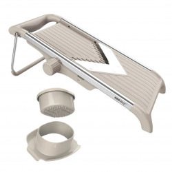 Kinghoff KH 2006 Vegetable Grater, Adjustable Thickness, V-shaped Blades, 5 mm Julienne, Beige/Gray