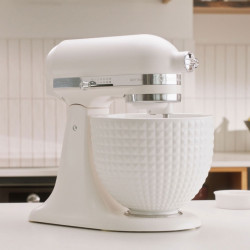 Планетарен миксер KitchenAid Artisan Monochrome White 5KSM156CXEPL, 300W, 4.7 л, Direct drive, 10 скорости, Накланяща се глава, Керамична купа, Порцеланово бял