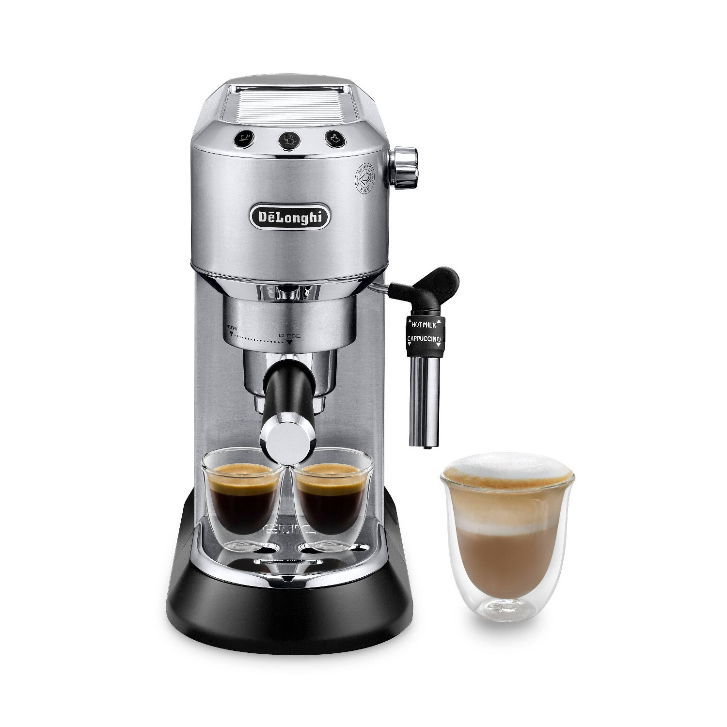 Еспресо машина DeLonghi EC685.M, 1300W, 15 bar, 1.1 л, 3 адаптера, Регулиране на температурата, Инокс