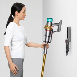 Σκούπα όρθια Dyson V15 Detect Absole 447000-01, 660W, 0.76 l, 60 λεπτά αυτονομία, Αισθητήρες, 3 λειτουργίες, LCD, Γκρι/χρυσό