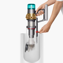 Aspirator vertical Dyson V15 Detect Absole 447000-01, 660W, 0.76 l, 60 min autonomie, Senzori, 3 moduri, LCD, Gri / aur