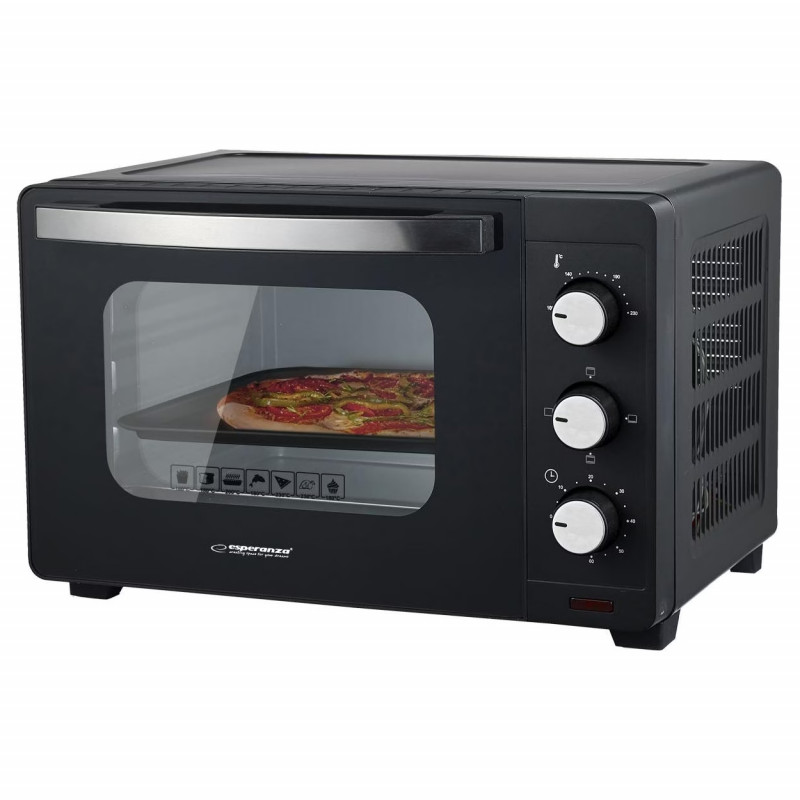Електрическа фурна Esperanza EKO008N, 1280W, 20 л, 100-230C, Таймер 60 мин, Черен