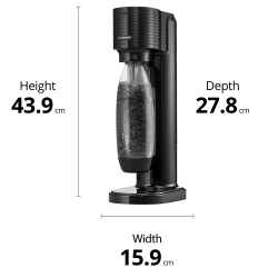 Aparat de apă carbogazoasă SodaStream GAIA, 1 l, carbonatare manuală, 2 etape, fără BPA, negru