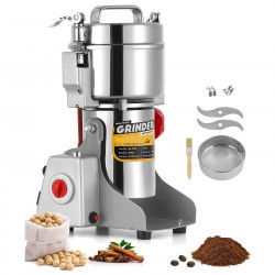 Електрическа мелница за зърно и подправки Royalty Line RL-FG21803, 2000W, 800 гр, 36000 об/мин, Таймер, Инокс