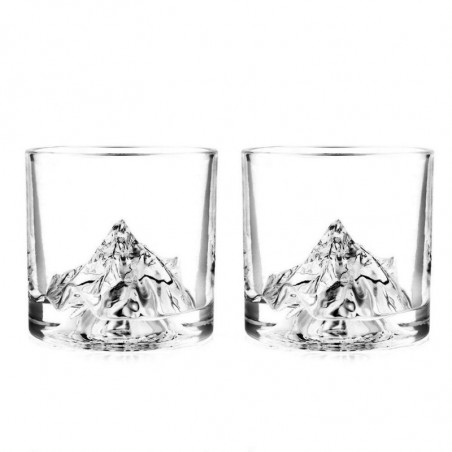 Set pahare pentru whisky LIITON K2 Chogori, Cristal, 230 ml, 2 buc, Fund 3D cu varf Chogori, Transparent
