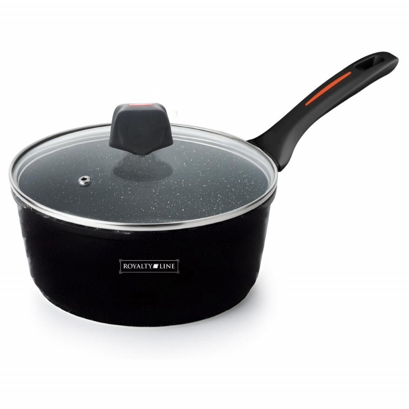 Serpenyő fedővel Royalty Line RL-FSN20, 20 cm, 2,1 l, gránit kivitel, indukciós, Fekete