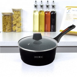 Serpenyő fedővel Royalty Line RL-FSN20, 20 cm, 2,1 l, gránit kivitel, indukciós, Fekete
