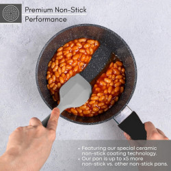 Serpenyő fedővel Royalty Line RL-FSN20, 20 cm, 2,1 l, gránit kivitel, indukciós, Fekete