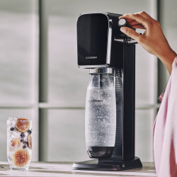 Aparat de apă carbogazoasă SodaStream ART, 1 l, carbonatare manuală, 2 etape, fără BPA, negru/argintiu