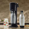 Машина за газирана вода SodaStream ART, 1 л, Ръчна карбонизация, 2 степени, Без BPA, Черен/сребрист
