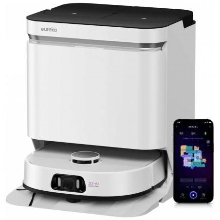 Aspirator robot Eureka J15 Ultra, 19 000 Pa, 3 l, Autonomie de 150 min, Lidar + camerа RGB, FlexiRazor, Comanda vocala, Alb