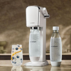 Aparat de apă carbogazoasă SodaStream ART, 1 l, carbonatare manuală, 2 etape, fără BPA, alb/argintiu