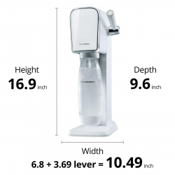 SodaStream ART szénsavas vizet készítő gép, 1 l, kézi szénsavasítás, 2 fokozat, BPA-mentes, fehér/ezüst színű