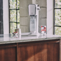 Aparat de apă carbogazoasă SodaStream ART, 1 l, carbonatare manuală, 2 etape, fără BPA, alb/argintiu