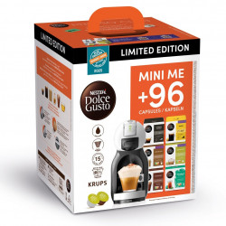 Комплект кафемашина с 6 пакета капсули Krups Mini Me KP123B10, 15 бара, 1500 W, 0.8 л, Сив/Черен