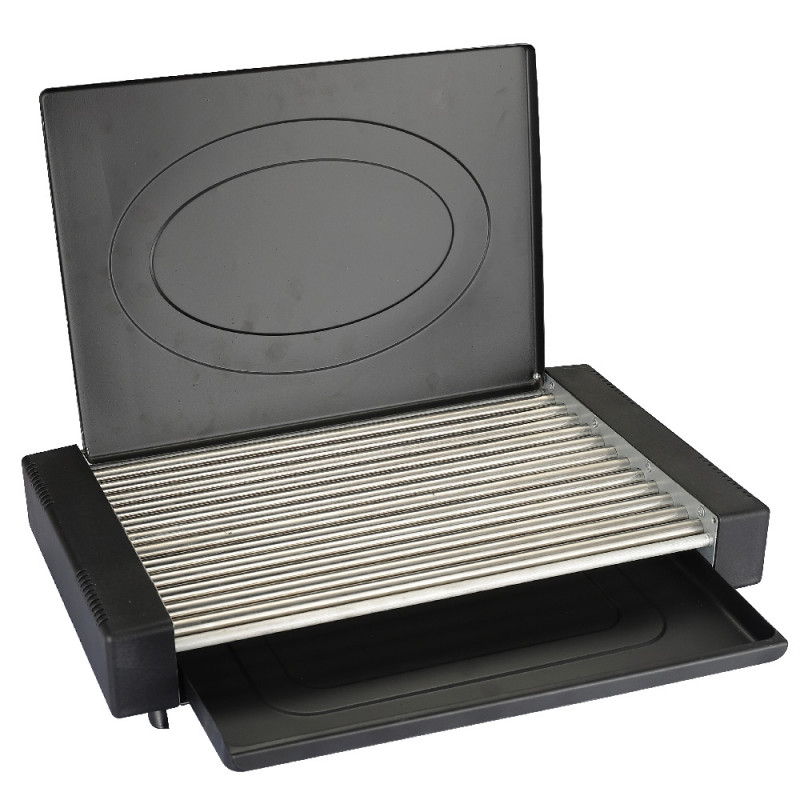 Oliver Voltz OV51015QC Electric Grill with Lid, 1800W, 35x22 cm, 12 heating elements, Drip Pan, Black