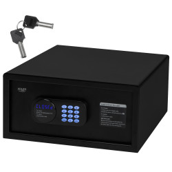 Adler AD 1045 Electronic Safe, 200x420x370 mm, 14 L, Lockout after 4 failed attempts, Low battery warning, Black