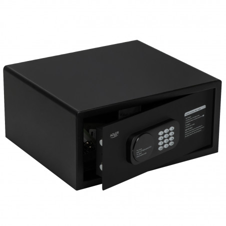 Adler AD 1045 Electronic Safe, 200x420x370 mm, 14 L, Lockout after 4 failed attempts, Low battery warning, Black