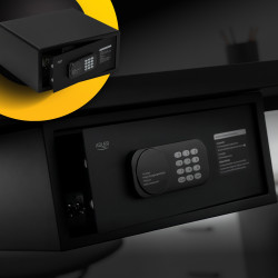 Seif electronic Adler AD 1045, 200x420x370 mm, 14 l, Blocare după 4 încercări greșite, Avertizare baterie descărcată, Negru