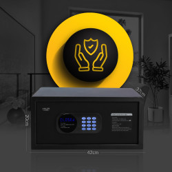 Adler AD 1045 Electronic Safe, 200x420x370 mm, 14 L, Lockout after 4 failed attempts, Low battery warning, Black