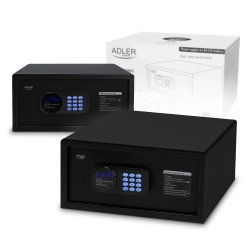 Adler AD 1045 Electronic Safe, 200x420x370 mm, 14 L, Lockout after 4 failed attempts, Low battery warning, Black