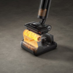 Σκούπα όρθια DREAME H12 Pro HHR25A, 300W, 0.7/0.9 l, 3 λειτουργίες, 35 λεπτά, Wet/Dry, Φωνητικές ειδοποιήσεις, LED, Αυτόματο στέγνωμα σφουγγαρίσματος, Μαύρο/γκρι