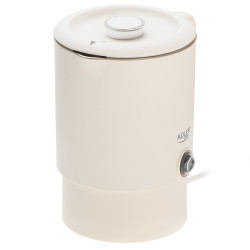 Електрическа кана за туризъм Adler AD 1388b, 650W, 0.8 л, Сваляем капак, Въртяща се основа, Бял