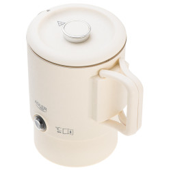 Електрическа кана за туризъм Adler AD 1388b, 650W, 0.8 л, Сваляем капак, Въртяща се основа, Бял