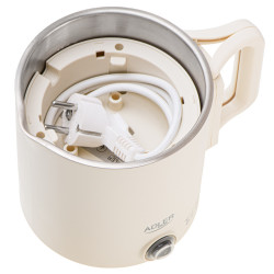 Adler AD 1388b Travel Electric Kettle, 650W, 0.8 L, Removable Lid, Swivel Base, Beige