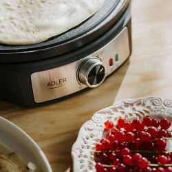Уред за палачинки Adler AD 3093, 1600W, 30 см, Включени прибори, Черен/Инокс