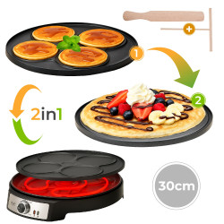 Palacsintasütő Adler AD 3093, 1600W, 30 cm, evőeszközökkel együtt, fekete/Inox