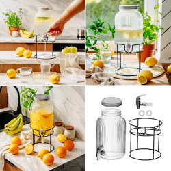 Adler AD 6742 Beverage Dispenser, 4 L, Sodium-Calcium Glass, Stand, Clear