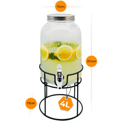 Dozator de bauturi Adler AD 6742, 4 L, Sticla sodiu-calciu, Suport, Transparent