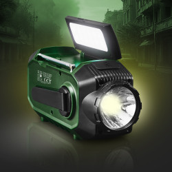 Camry CR 1919 Radio de urgență, panou solar / dinamo portabil / USB-C, 4000 mAh, Bluetooth, afișaj LED, verde / negru