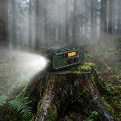 Camry CR 1919 Radio de urgență, panou solar / dinamo portabil / USB-C, 4000 mAh, Bluetooth, afișaj LED, verde / negru