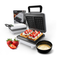Mesko MS 3091 Waffle Maker, 1800W, Non-stick coating, 2 plates, Non-slip feet, White
