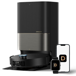 Прахосмукачка робот Dreame X50 Ultra RLX85CE-6-BK, 20000 Pa, AI разпознаване на препятствия, 360° навигация, Гласово управление, UV стерилизация, Черен/златист