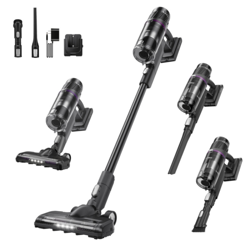 Eureka NEC520 2-in-1 Upright Vacuum Cleaner, 200W, 0.5 L, 50-Minute Run Time, Turbo Brush, Power Adjustment, Washable HEPA Filter, Black