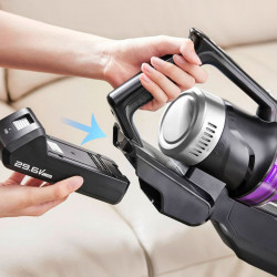 Eureka NEC490 2-in-1 álló porszívó, 350 W, LED-kijelző és kefevilágítás, Single Cyclone, 60 perc, önürítő és töltőállomás, fekete