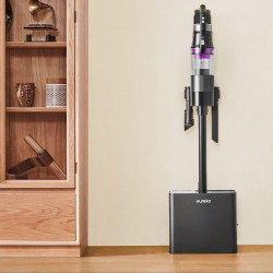 Eureka NEC490 2-in-1 álló porszívó, 350 W, LED-kijelző és kefevilágítás, Single Cyclone, 60 perc, önürítő és töltőállomás, fekete
