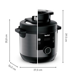 Multicooker Tefal Turbo Cuisine & Fry CY778830, 70 kPa, 1200W, 7.6 l, 15 programe, Acoperire neaderenta, Mentinere caldura, Control digital, Negru