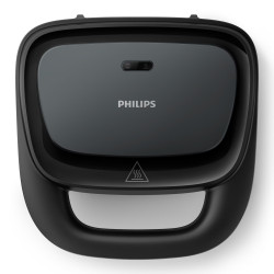 Szendvicspirító Philips HD2331/90 Series 3000, 750 W, Legfeljebb 2 szelet/4 háromszög alakú szendvicshez, Tapadásmentes alumínium lemezek, Fekete színű