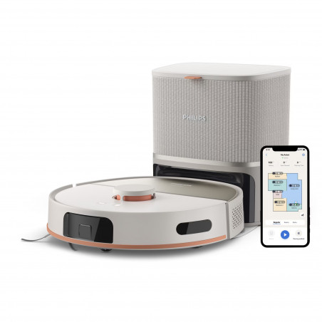 Aspirator robot și mop Philips XU5100/20, 4800 mAh, 10000 Pa, WiFi, navigare LDS, EPA 10, Curățare uscată / umedă, Bej