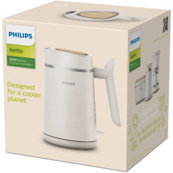 Elektromos vízforraló Philips HD9365/10 Conscious collection, 2200 W, 1,7 l, automatikus kikapcsolás, vízkő elleni szűrő, matt fehér