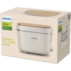 Philips HD2640/10 Conscious collection kenyérpirító, 830 W, 2 szeletre, 8 sütési szint, Morzsatálca, Kiolvasztás, Újramelegítés, matt fehér színű.