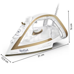 Tefal Puregliss FV8042E0 Iron, 2900 W, 270 g/min, 270 ml, Vertical Ironing, Anti-Drip System, White/Gold