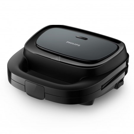 Philips HD2331/90 Series 3000 Sandwich Toaster, 750 W, For 2 slices/4 triangular sandwiches, Non-stick aluminum plates, Black