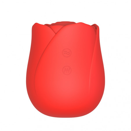 Dispozitiv stimulare intima Beautifly Rose Glow Pleaser, 5 moduri, 5 viteze, 90 min, Potrivit pentru utilizare la duș / baie, silicon antialergic, Silențios, roșu