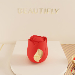 Διεγέρτης κλειτορίδας Beautifly Rose Glow Pleaser, 5 λειτουργίες, 5 ταχύτητες, 90 λεπτά, Κατάλληλο για χρήση στο ντους/μπάνιο, Αντιαλλεργική σιλικόνη, Αθόρυβο, Κόκκινο